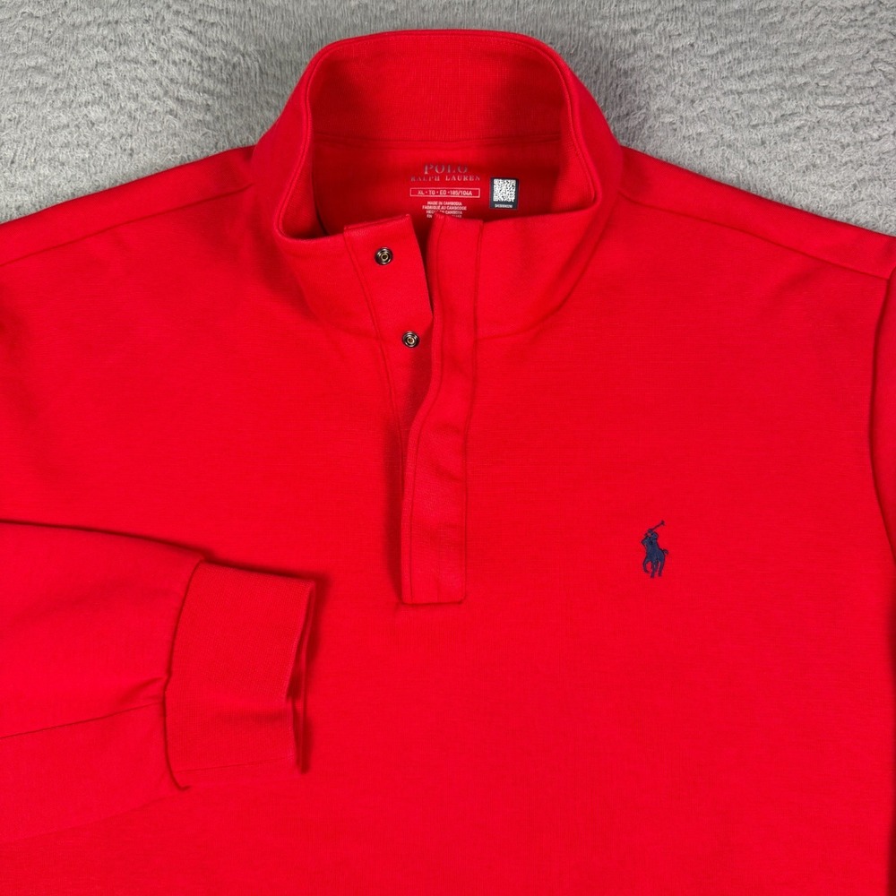 Polo Ralph Lauren Sweatshirt Mens XL Red Performance 1/4 Snap T Pullover Jacket